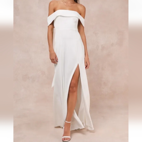Lulus Dresses & Skirts - NWOT LULU'S SATIN OFF-THE-SHOULDER MERMAID MAXI DRESS X-SMALL